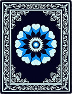 Navy Blue Bloom Medallion Border Rug