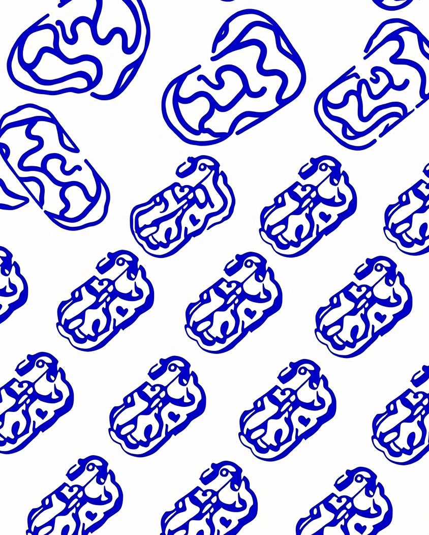 Bold Blue Organic Shape Repeat Rug
