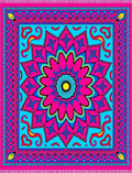 Vibrant Pink Blue Sunburst Mandala Rug