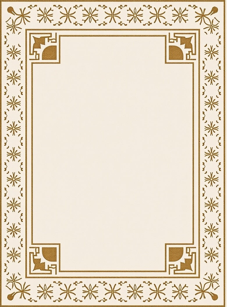 Gold Floral Bordered Cream Rug
