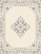 Ornate Ivory Floral Border Medallion Rug
