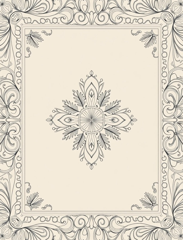 Ornate Ivory Floral Border Medallion Rug