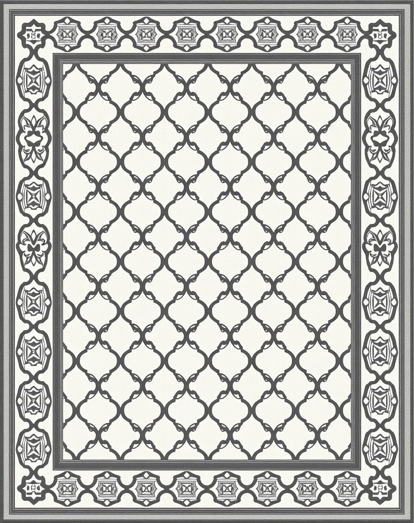 Geometric Lattice Border Rug