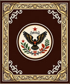 Rich Brown Emblem Bordered Rug