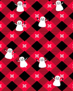 Red Black Buffalo Plaid Snowman Medallion Rug