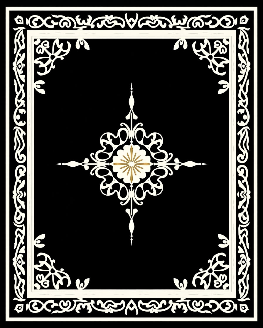 Ivory Geometric Floral Centerpiece Rug