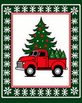 Classic Red Truck Christmas Tree Rug