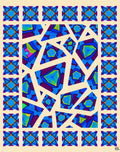 Vibrant Blue Geometric Kaleidoscope Rug