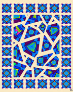 Vibrant Blue Geometric Kaleidoscope Rug