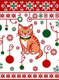 Orange Cat Christmas Ornament Snowflake Rug