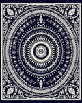 Deep Blue Cream Nested Mandala Rug
