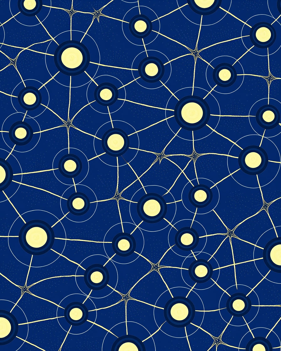 Deep Blue Radiant Network Circles Rug