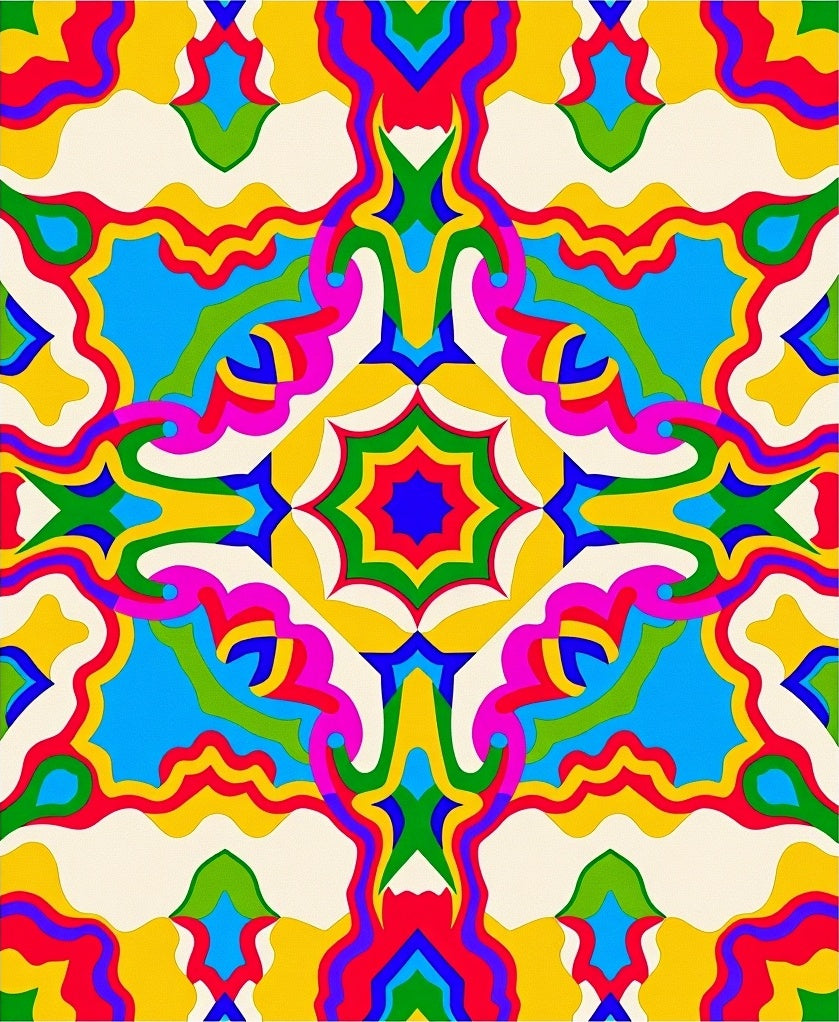Vibrant Psychedelic Op Art Mandala Rug