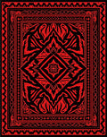 Bold Red Ornamental Diamond Rug