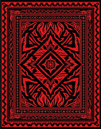 Bold Red Ornamental Diamond Rug
