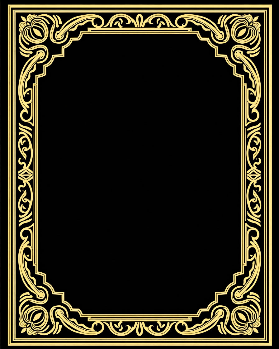 Elegant Gold Ornamental Frame Rug