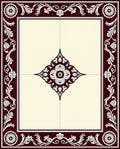 Deep Cherry Floral Medallion Border Rug