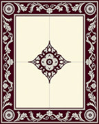 Deep Cherry Floral Medallion Border Rug