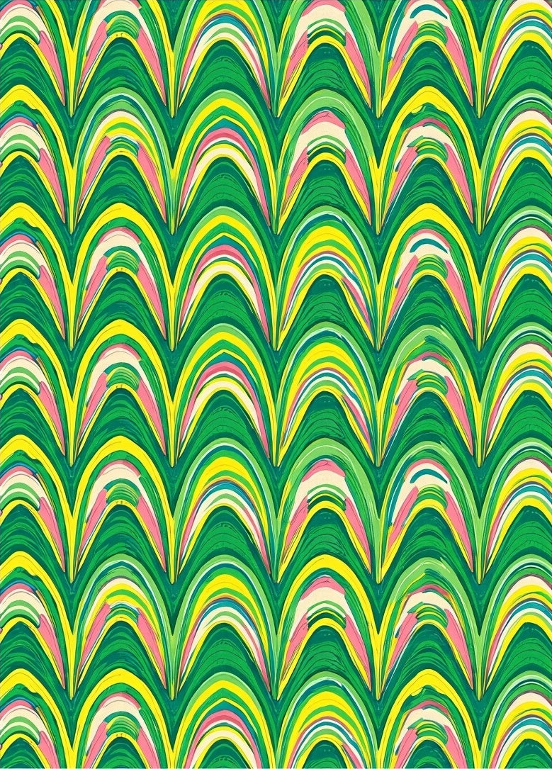 Tropical Green Yellow Pink Arches Rug