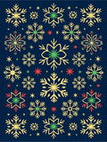 Gold Snowflake Star Red Green Motif Rug