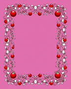 Pink Red Berry Vine Border Rug