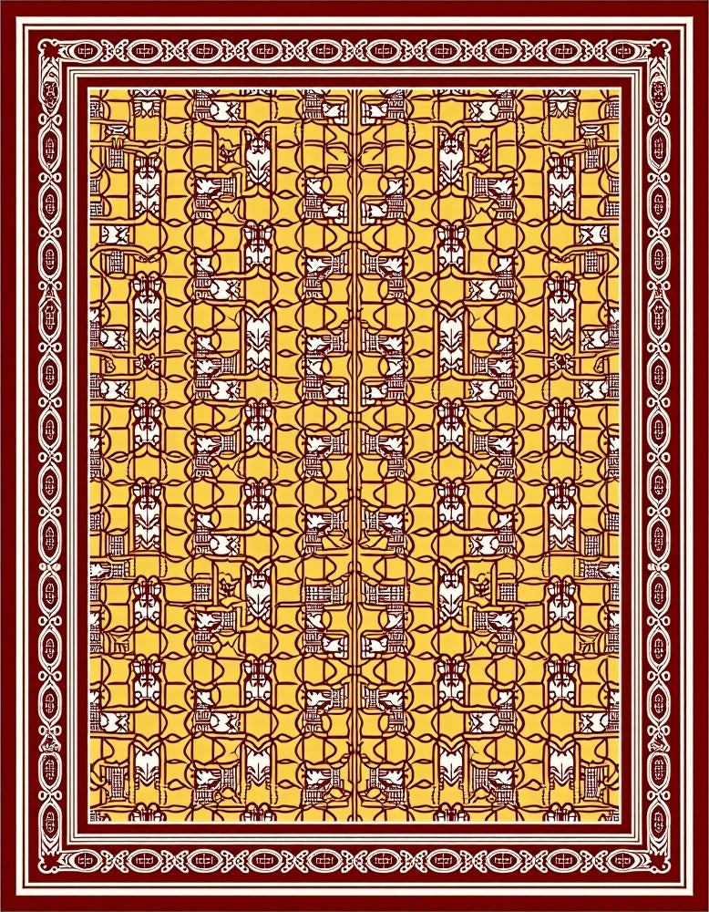 Amber Yellow Geometric Animal Motif Rug