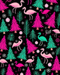 Pink Flamingo Festive Christmas Trees Rug