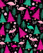 Pink Flamingo Festive Christmas Trees Rug