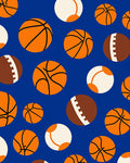 Orange Blue Sports Balls Scatter Rug