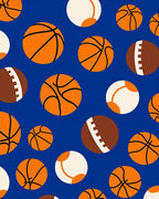 Orange Blue Sports Balls Scatter Rug