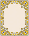 Golden Yellow Ornate Floral Border Rug