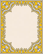 Golden Yellow Ornate Floral Border Rug