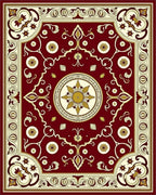 Crimson Floral Medallion Rug