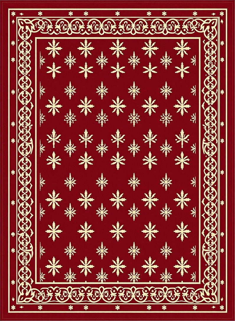 Crimson Starburst Border Rug