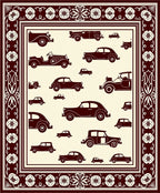 Vintage Car Collection Ivory Background Rug