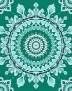 Teal Turquoise Intricate Mandala Bloom Rug
