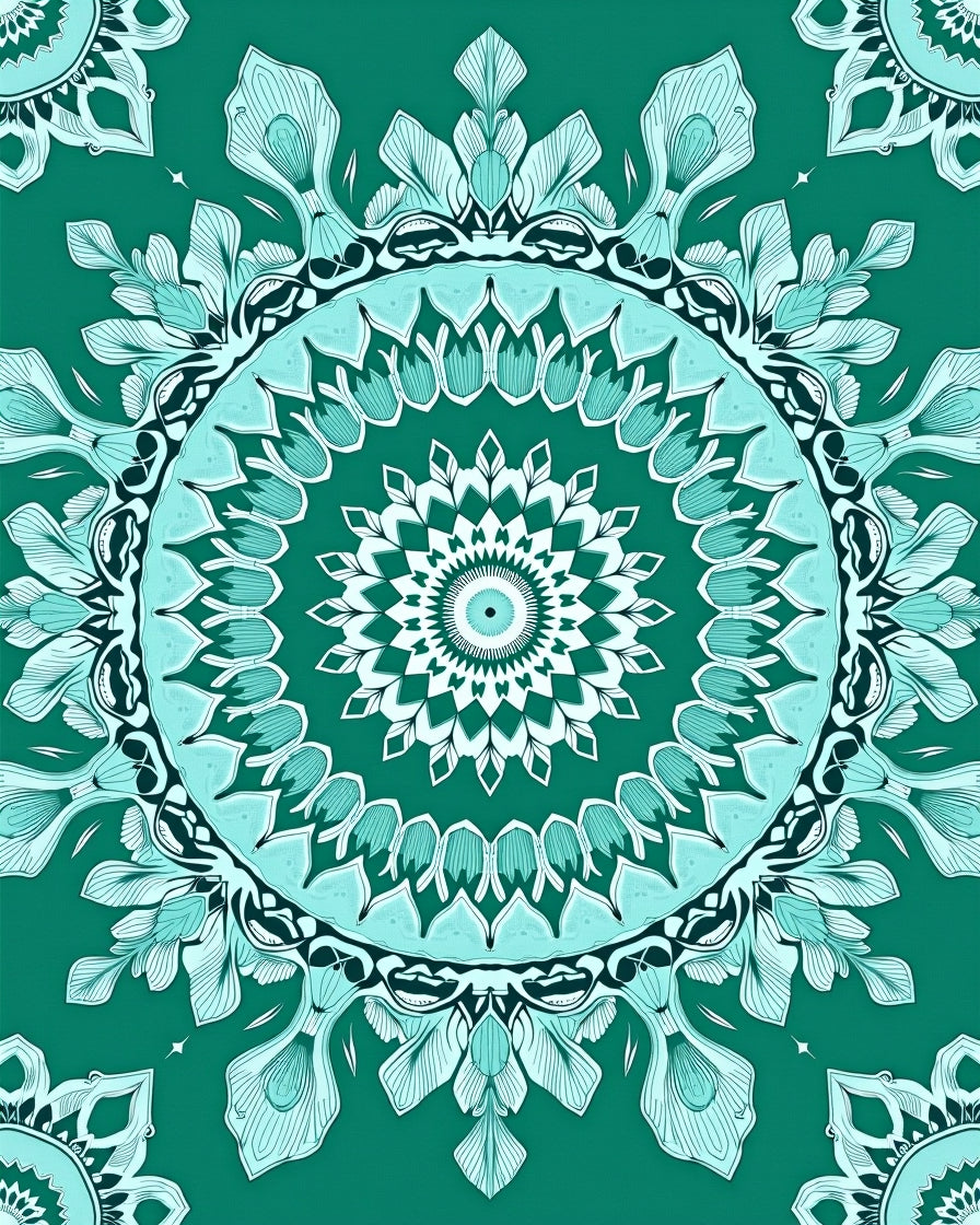 Teal Turquoise Intricate Mandala Bloom Rug