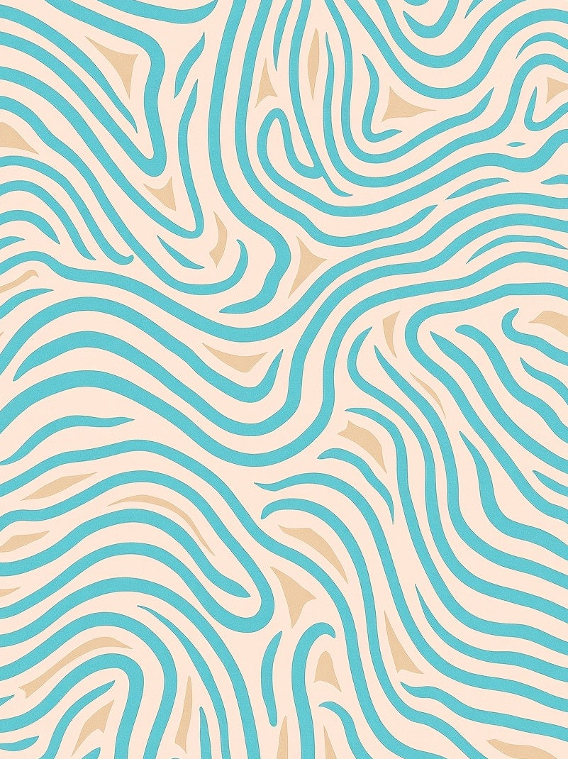 Aqua Tan Abstract Stripe Rug