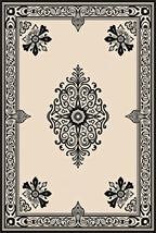 Elegant Black and Cream Damask Rug