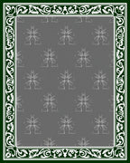 Dark Green Ornate Floral Medallion Rug