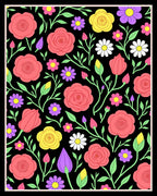 Whimsical Pink Rose Garden Illustration Rug