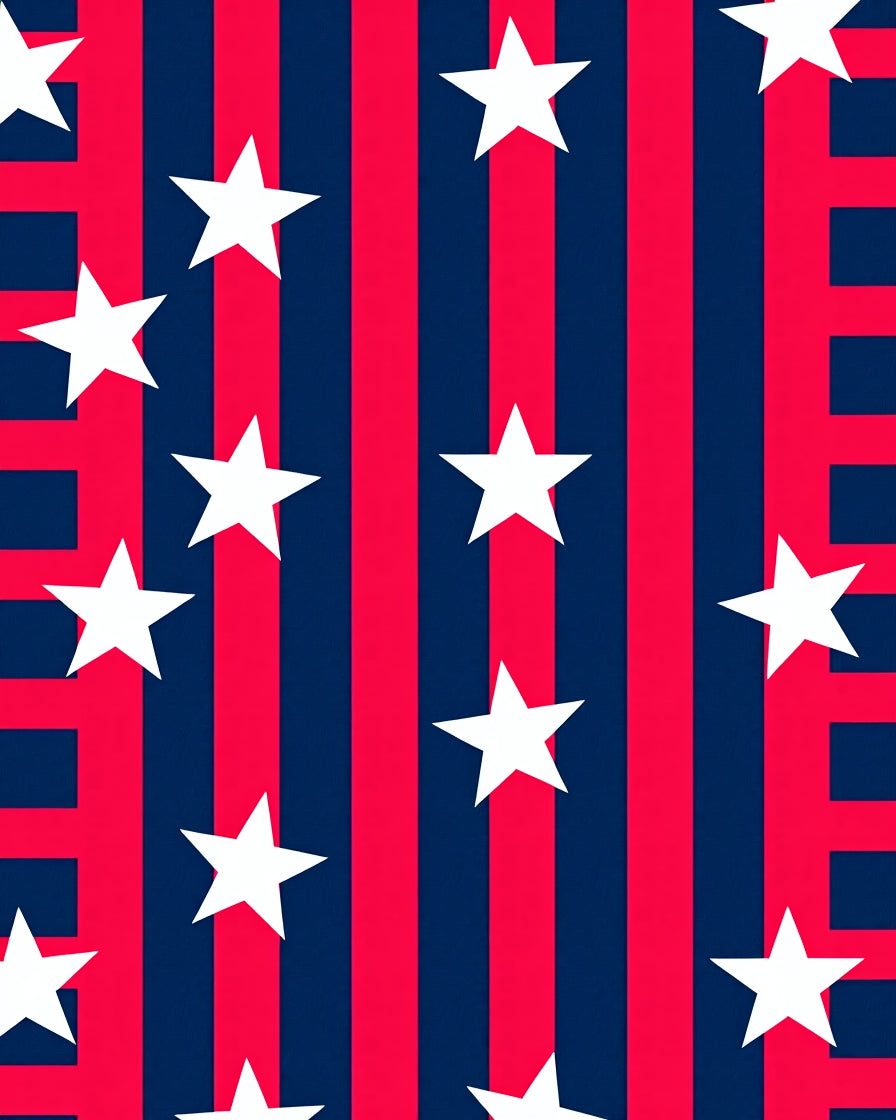 Red Blue Star Stripes Rug