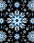 Black Blue White Floral Medallion Rug
