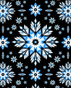 Black Blue White Floral Medallion Rug