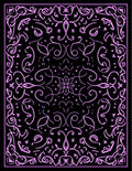Pink Floral Scrollwork Black Rug