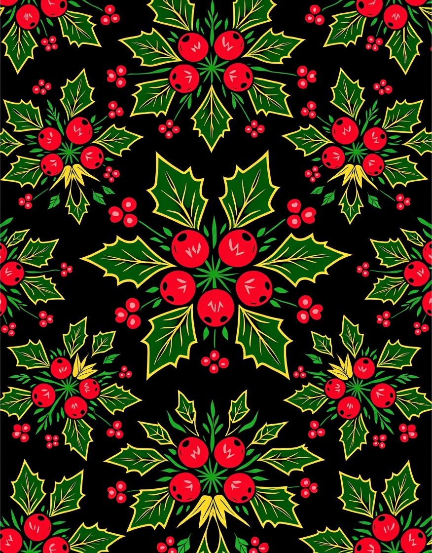Festive Red Holly Berry Mandala Rug