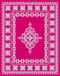 Bright Pink White Snowflake Medallion Border Rug