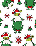 Jolly Green Frogs Christmas Snowflakes Rug