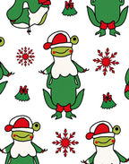 Jolly Green Frogs Christmas Snowflakes Rug