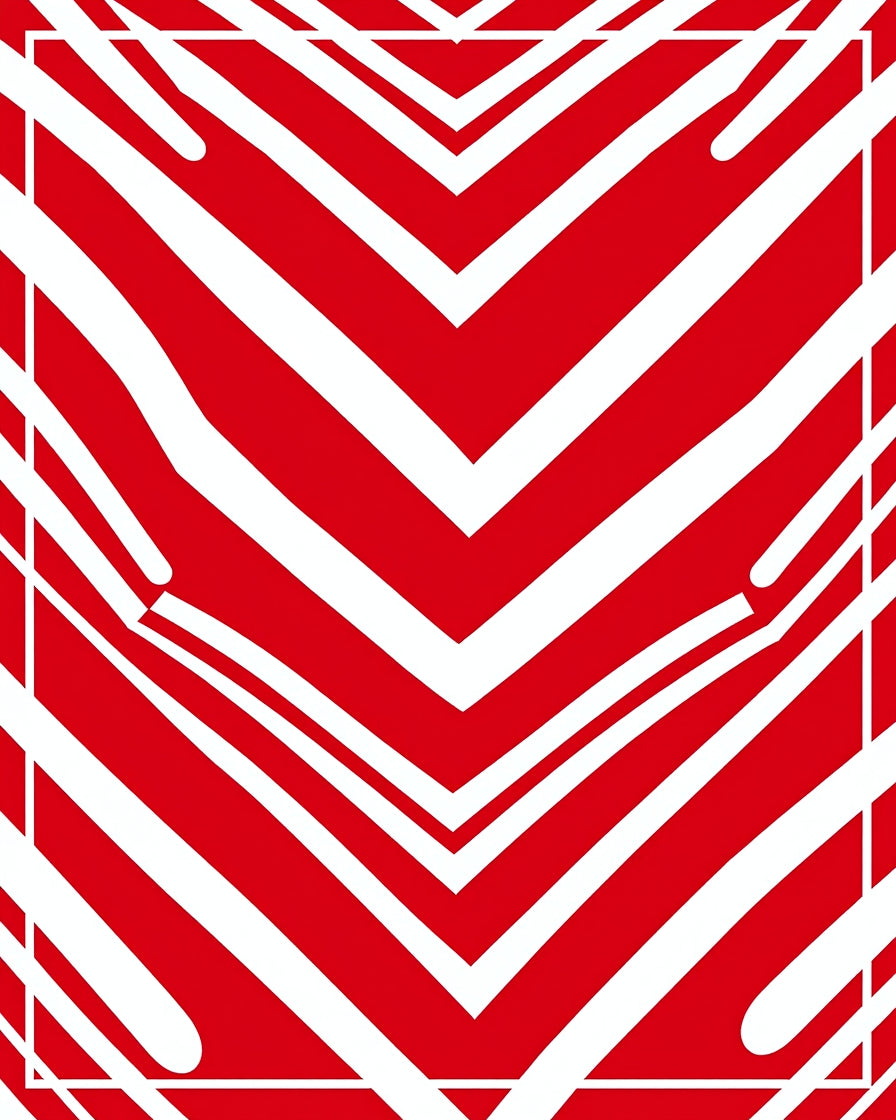 Bold Red White Chevron Stream Rug